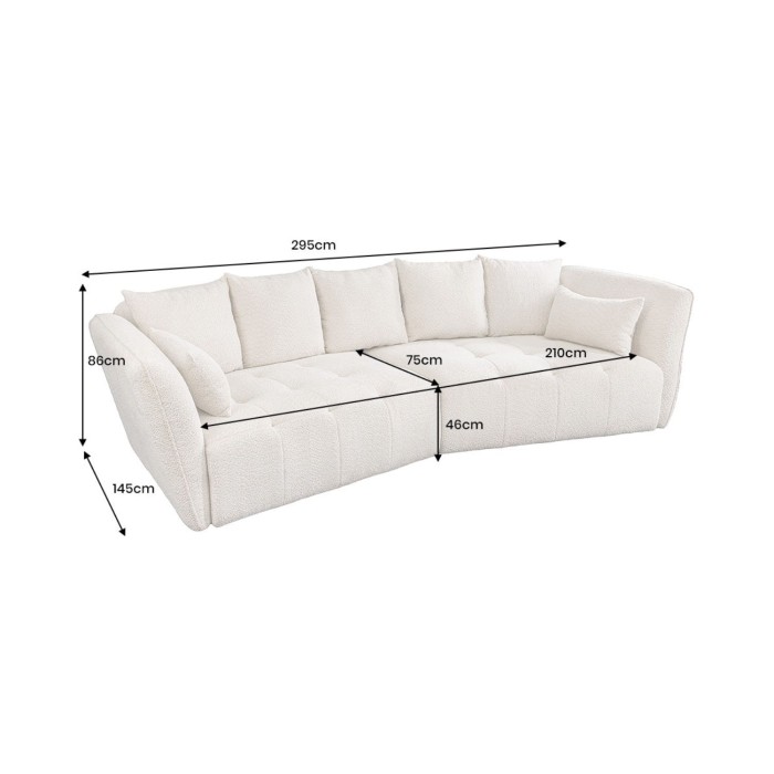 Canapé + poef IMPERIA wit champagne – Modulaire bank in bouclé stof
