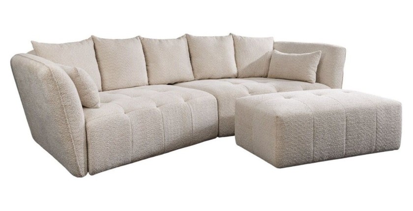 Canapé droit et pouf IMPERIA blanc champagne