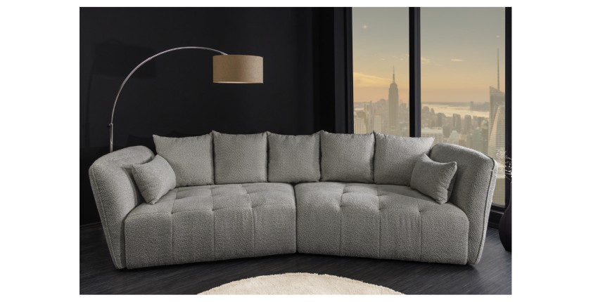 Canapé dans la configuration canapé et pouf IMPERIA gris vu de face