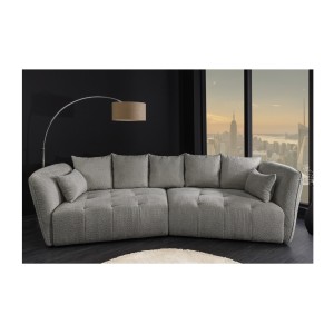 Canapé dans la configuration canapé et pouf IMPERIA gris vu de face