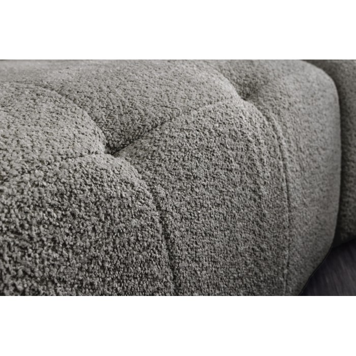Divano + pouf IMPERIA grigio – Divano modulabile in tessuto bouclé