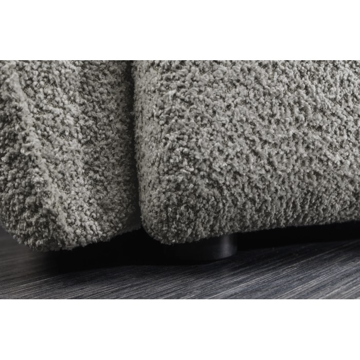Divano + pouf IMPERIA grigio – Divano modulabile in tessuto bouclé