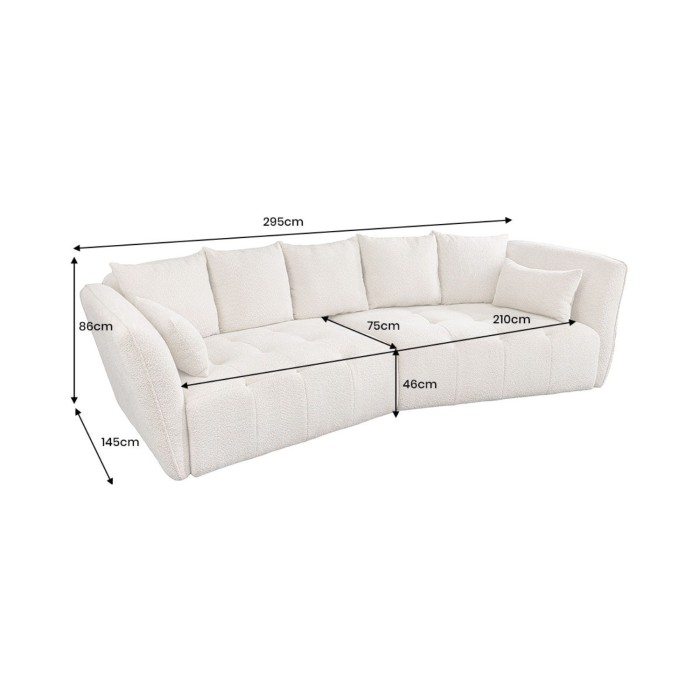 Divano + pouf IMPERIA grigio – Divano modulabile in tessuto bouclé
