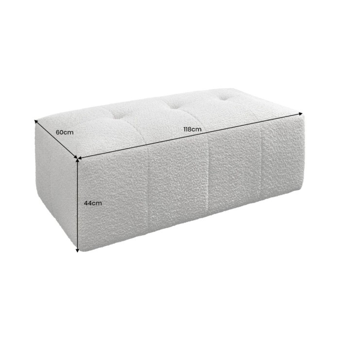 Divano + pouf IMPERIA grigio – Divano modulabile in tessuto bouclé