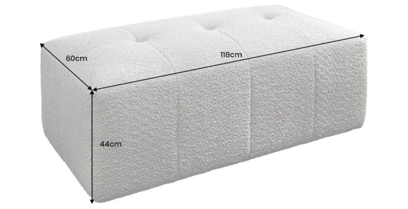 Dimensions du pouf dans la configuration canapé et pouf IMPERIA gris