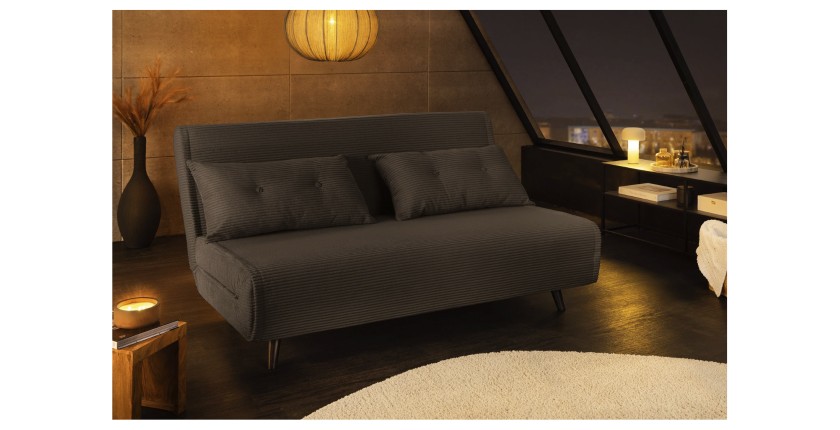 Canapé convertible PRESTO gris foncé vu de nuit