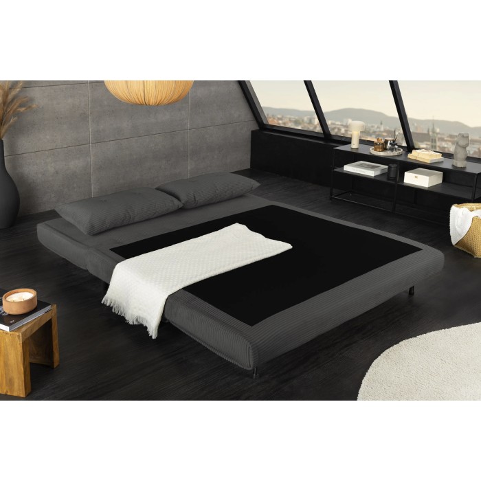 Canapé droit convertible PRESTO gris foncé – Canapé-lit 2 places