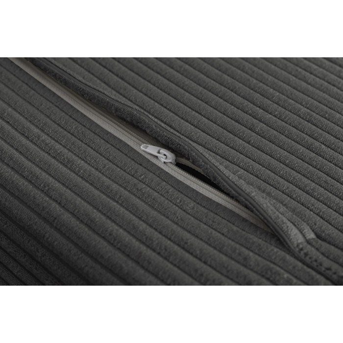 Zoom sur la fermeture du rangement des pieds du canapé convertible PRESTO gris foncé
