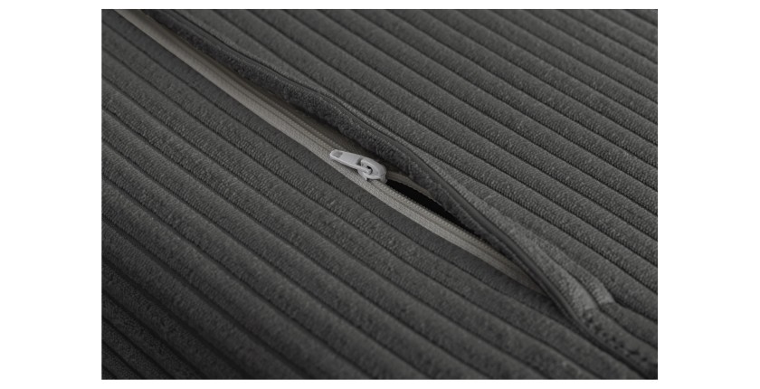 Zoom sur la fermeture du rangement des pieds du canapé convertible PRESTO gris foncé