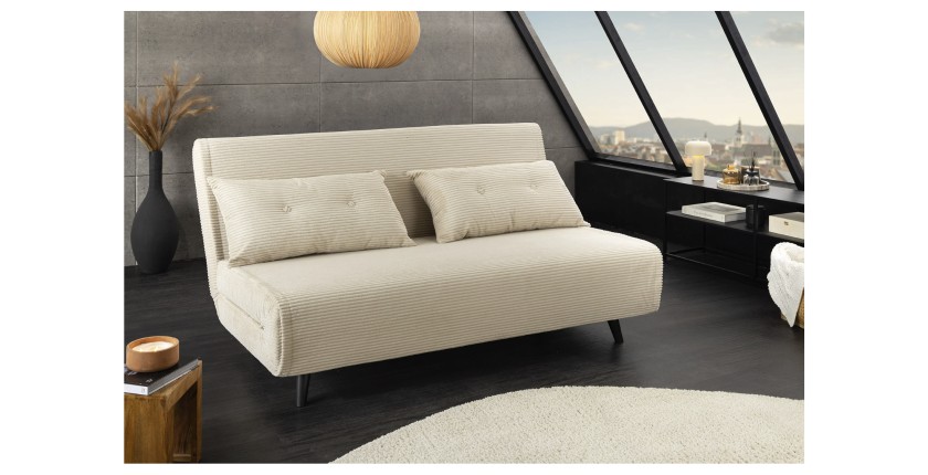 Canapé convertible PRESTO beige mis en situation