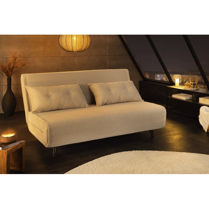 Canapé convertible PRESTO beige vu de nuit