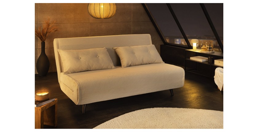 Canapé convertible PRESTO beige vu de nuit