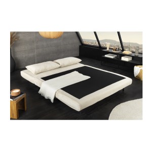 Canapé convertible PRESTO beige en mode lit