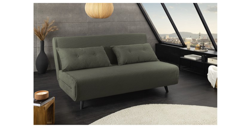 Canapé convertible PRESTO vert foncé mis en situation