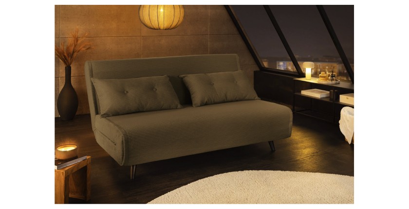 Canapé convertible PRESTO vert foncé vu de nuit