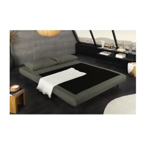 Canapé convertible PRESTO vert foncé en mode lit