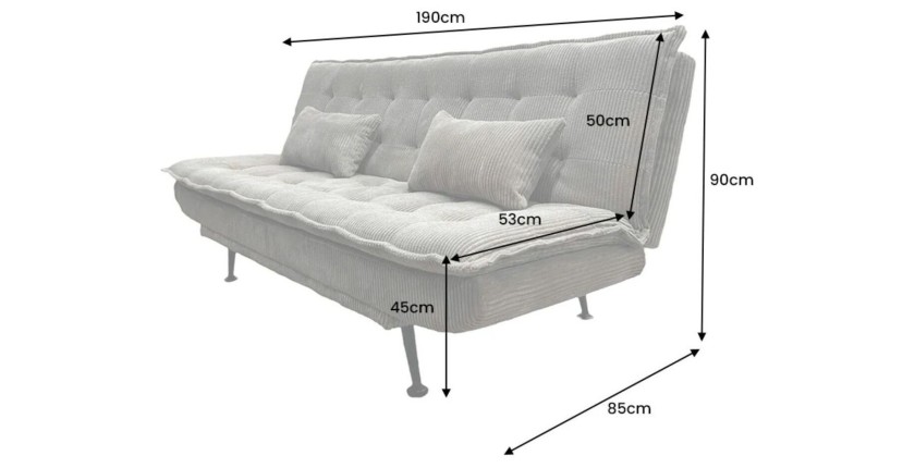 Dimensions du canapé convertible SERENO gris