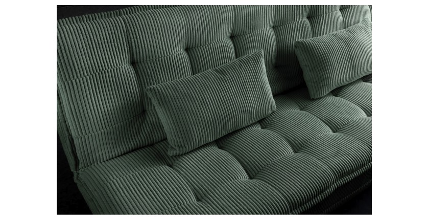 Zoom sur l'assise du canapé convertible SERENO vert