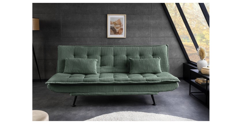 Canapé convertible SERENO vert vu de face