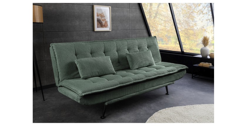Canapé convertible SERENO vert mis en situation