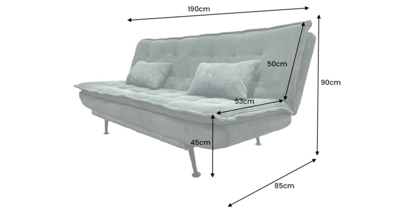 Dimensions du canapé convertible SERENO vert