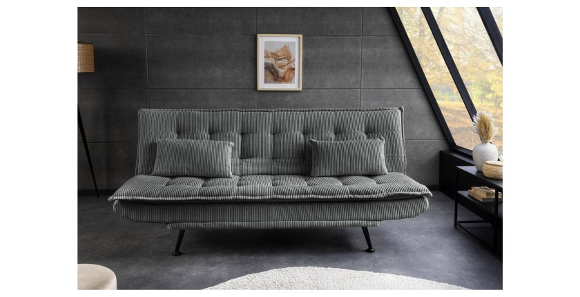 Canapé convertible SERENO gris foncé vu de face