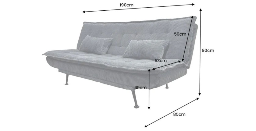 Dimensions du canapé convertible SERENO gris foncé