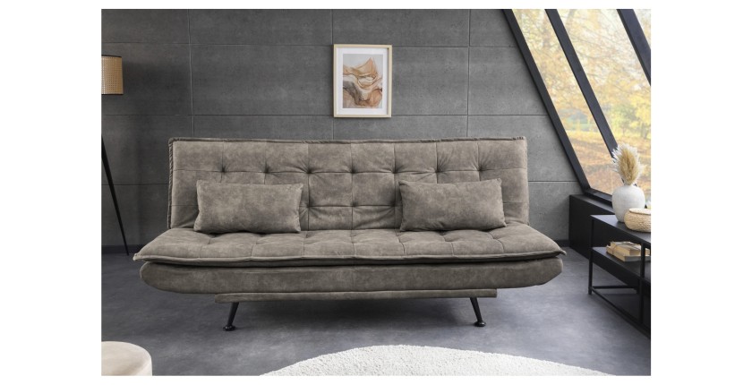 Canapé convertible SERENO coloris taupe vu de face