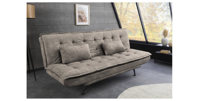 Canapé convertible SERENO coloris taupe mis en situation