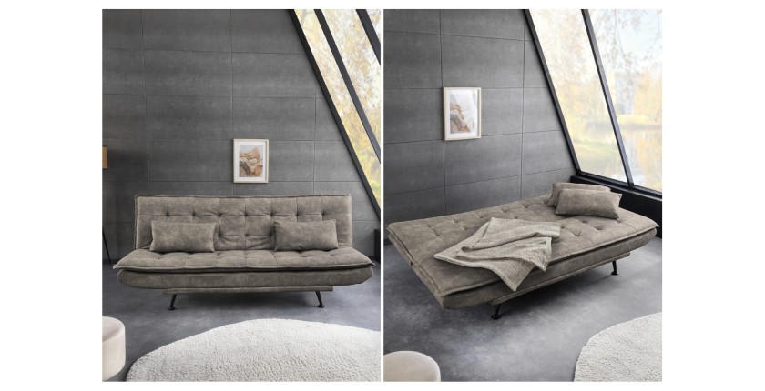 Canapé convertible SERENO coloris taupe vue détaillée