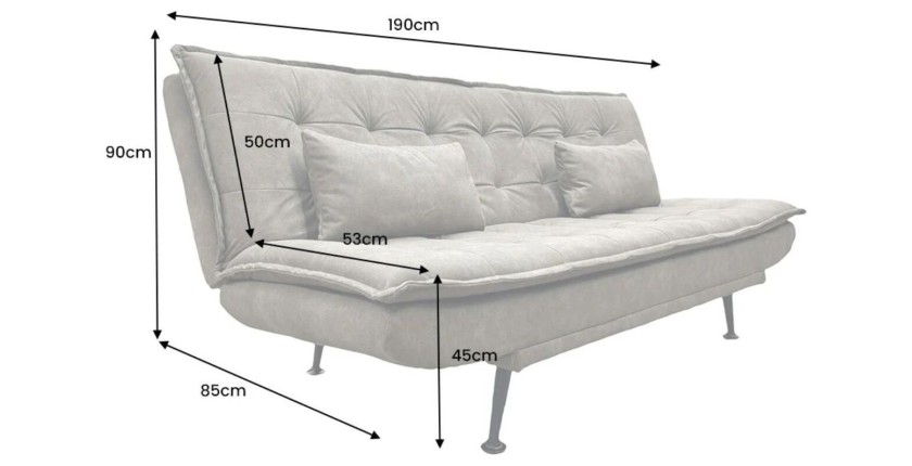 Dimensions du canapé convertible SERENO coloris taupe