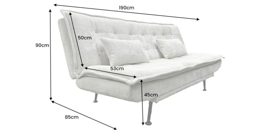 Dimensions du canapé droit convertible SERENO blanc