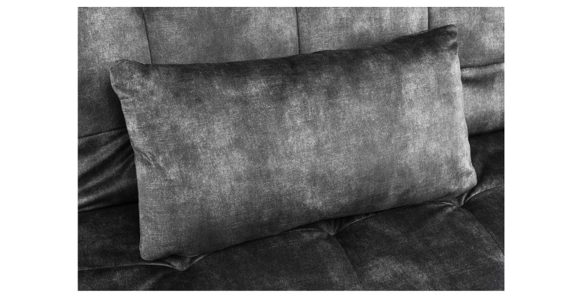 Zoom sur l'un des coussins du canapé convertible SERENO en velours gris foncé