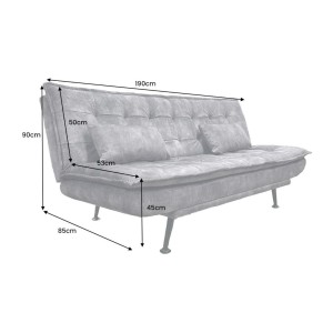 Dimensions du canapé convertible SERENO en velours gris foncé