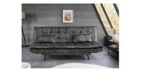 Canapé convertible SERENO en velours gris foncé vu de face