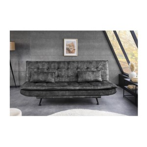 Canapé convertible SERENO en velours gris foncé vu de face