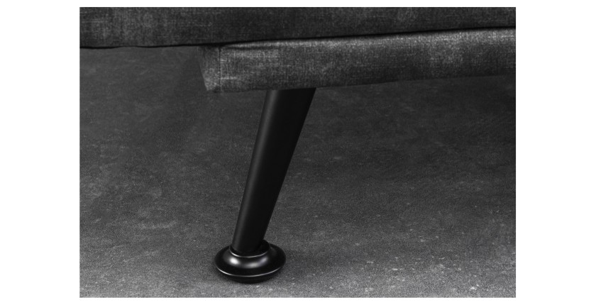 Zoom sur l'un des pieds du canapé convertible SERENO en velours gris foncé