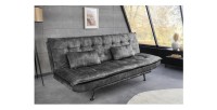 Canapé convertible SERENO en velours gris foncé mis en situation