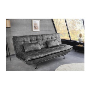Canapé convertible SERENO en velours gris foncé mis en situation