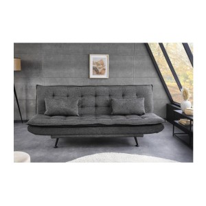 Canapé droit convertible SERENO en tissu gris vu de face