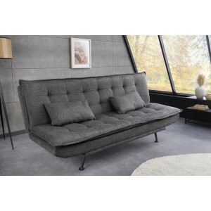 Canapé droit convertible SERENO en tissu gris mis en situation