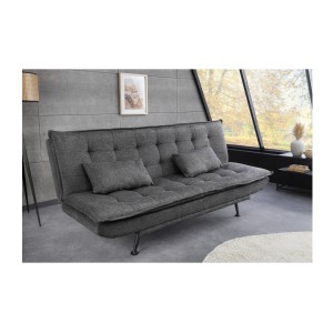 Canapé droit convertible SERENO en tissu gris mis en situation