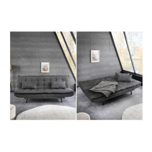 Canapé droit convertible SERENO en tissu gris vue détaillée