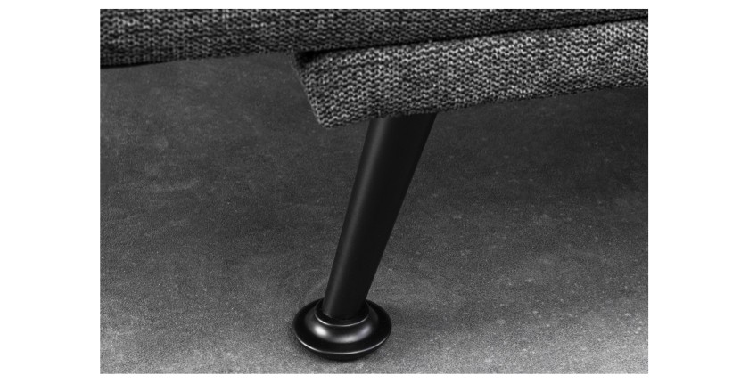 Zoom sur l'un des pieds du canapé droit convertible SERENO en tissu gris