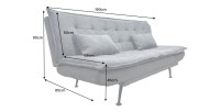 Dimensions du canapé droit convertible SERENO en tissu gris