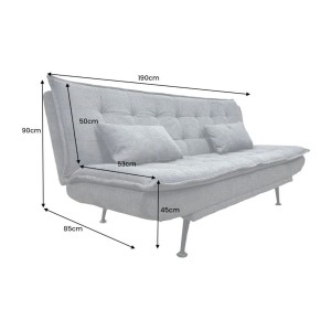 Dimensions du canapé droit convertible SERENO en tissu gris