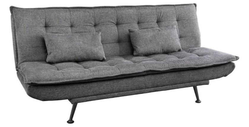 Canapé droit convertible SERENO en tissu gris
