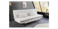 Canapé convertible SERENO en tissu côtelé blanc mis en situation