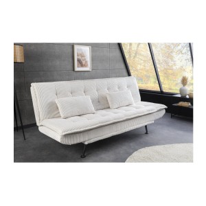 Canapé convertible SERENO en tissu côtelé blanc mis en situation