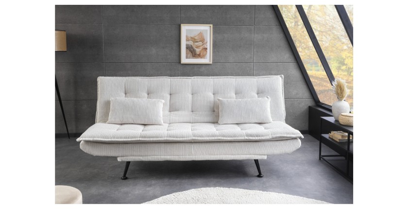 Canapé convertible SERENO en tissu côtelé blanc vu de face